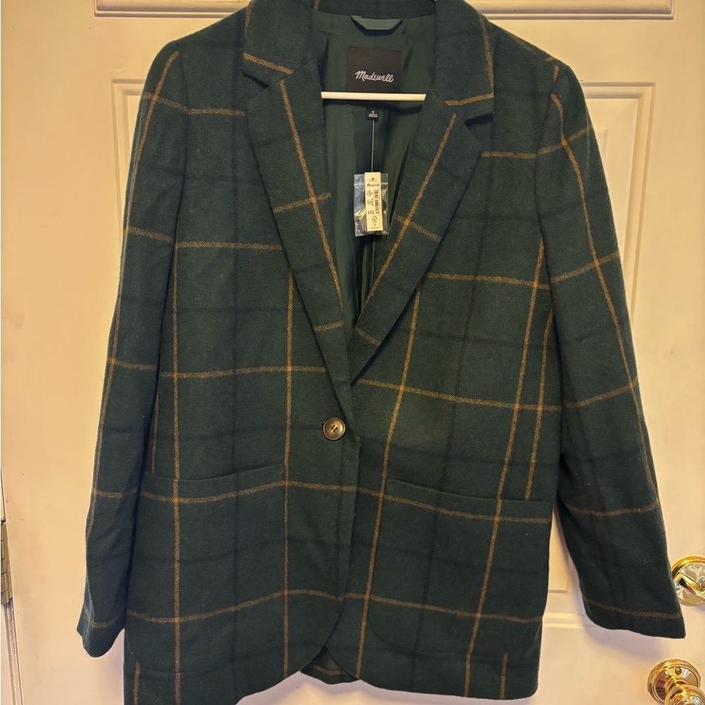 Green Plaid Women's Blazer